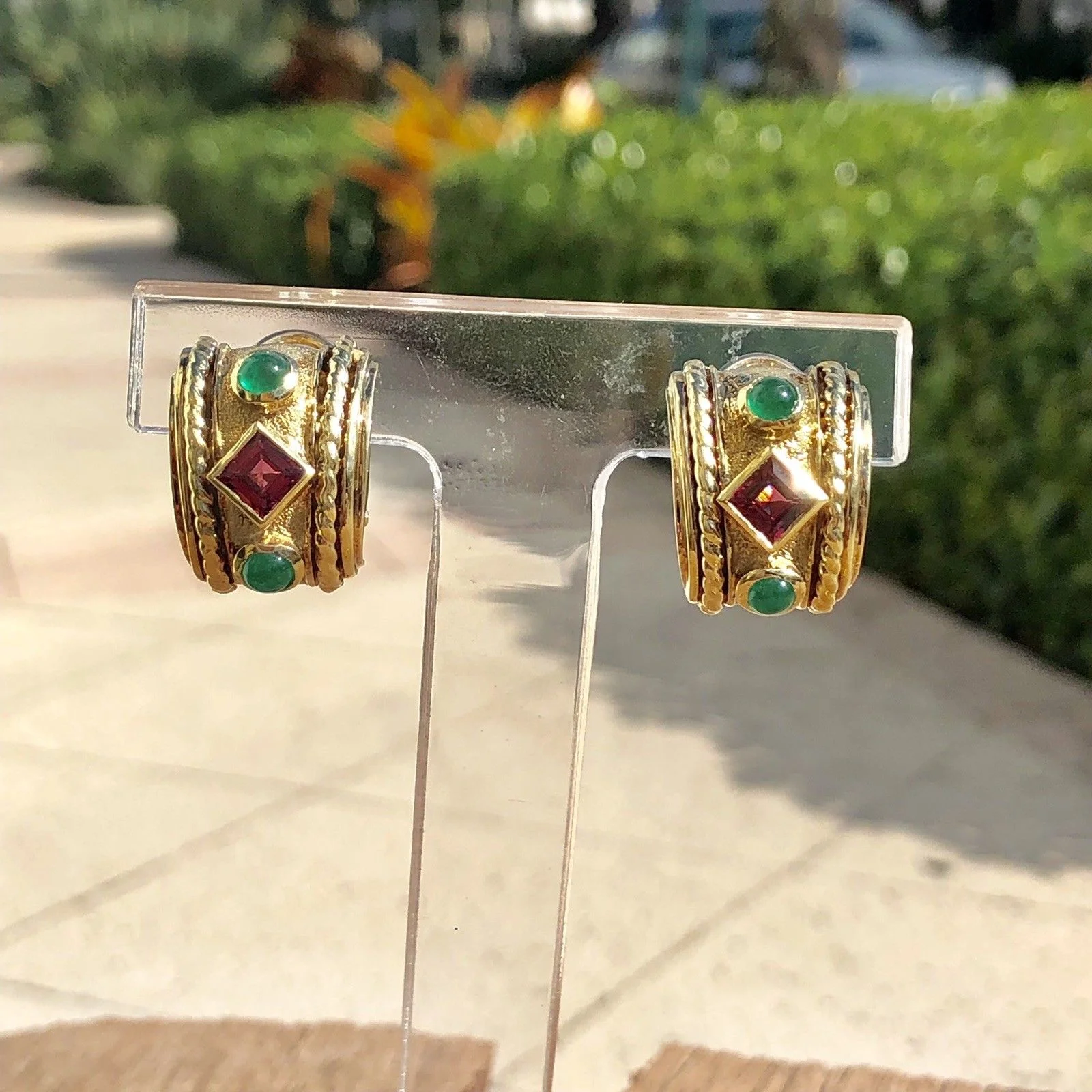 Large David Yurman 14K YG Yellow Gold Door Knocker Earrings